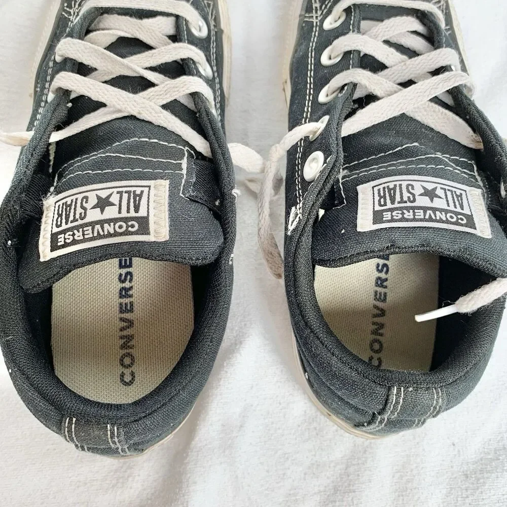 Converse All Star Kids Low Top Canvas Lace-Up Sneakers Black/White US 4